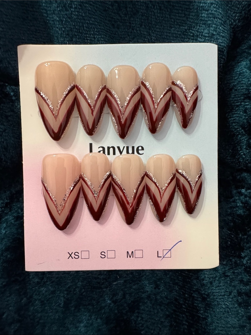 Nude & Burgundy Press-On Nails